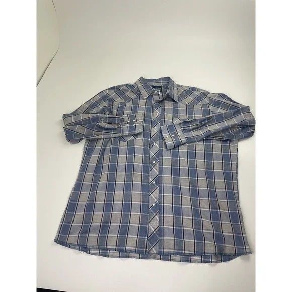 Wrangler Western Vintage Pearl Snap Long Sleeve Button Up Shirt Plaid Men's 2XLT - Picture 1 of 6